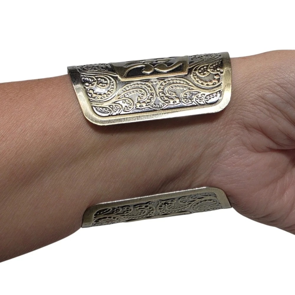 Unbranded Cuff Bracelet Womens OS Bronze Filigree Scroll Statement Boho Wide